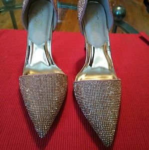 Rose gold heels with bling